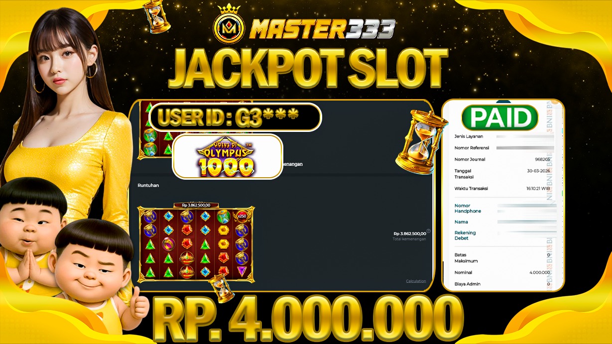 JACKPOT Rp 4.000.000 JUTA DIMASTER333 LANGSUNG DI BAYAR LUNAS